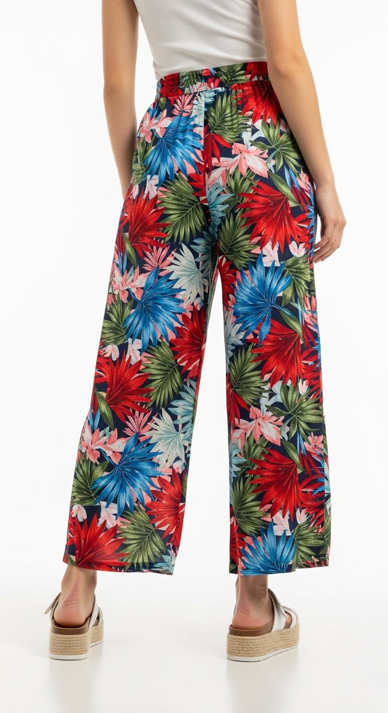 Patterned wide-leg pants