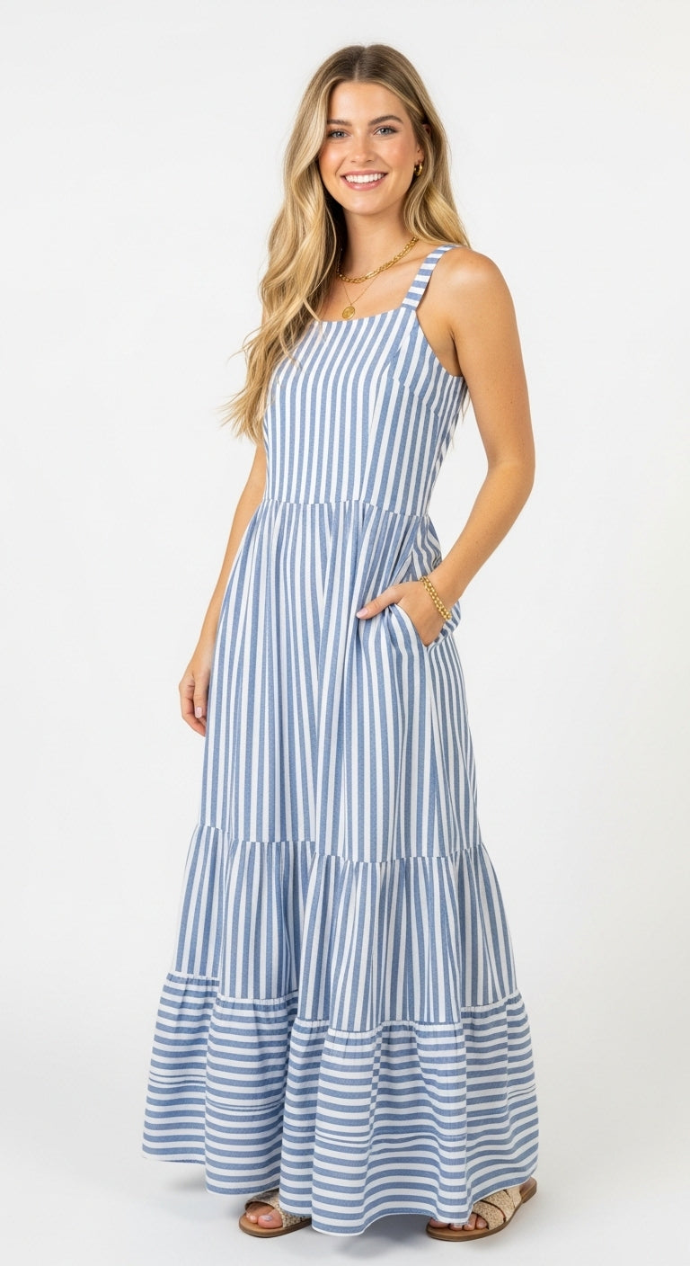 Maxi Dress - Blue Stripe