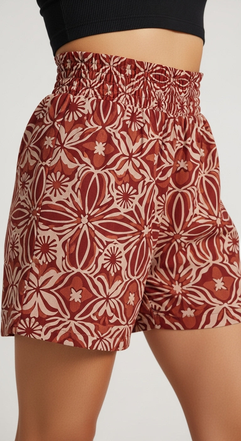 Shorts - Tan Print