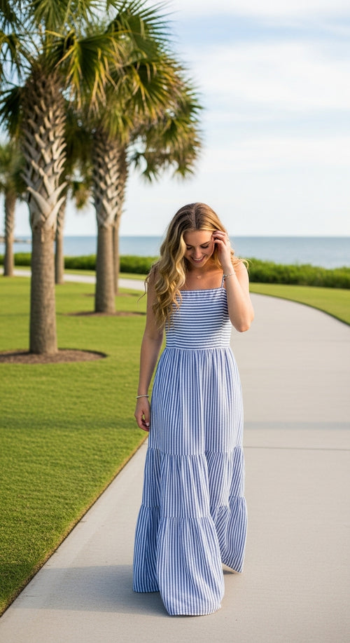 Maxi Dress - Blue Stripe